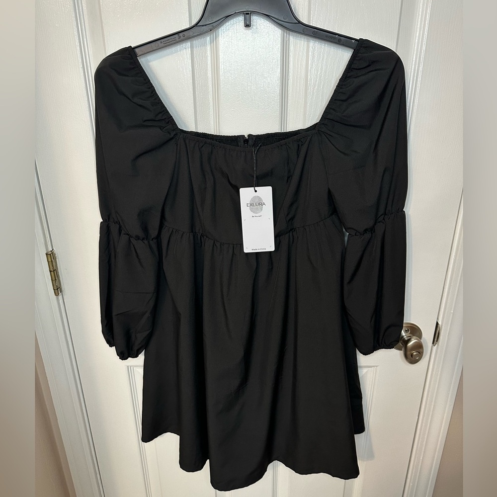 NWT Exlura Womens Dress Small Mini Puff Sleeve Preppy Sorority Girl Whimsigoth